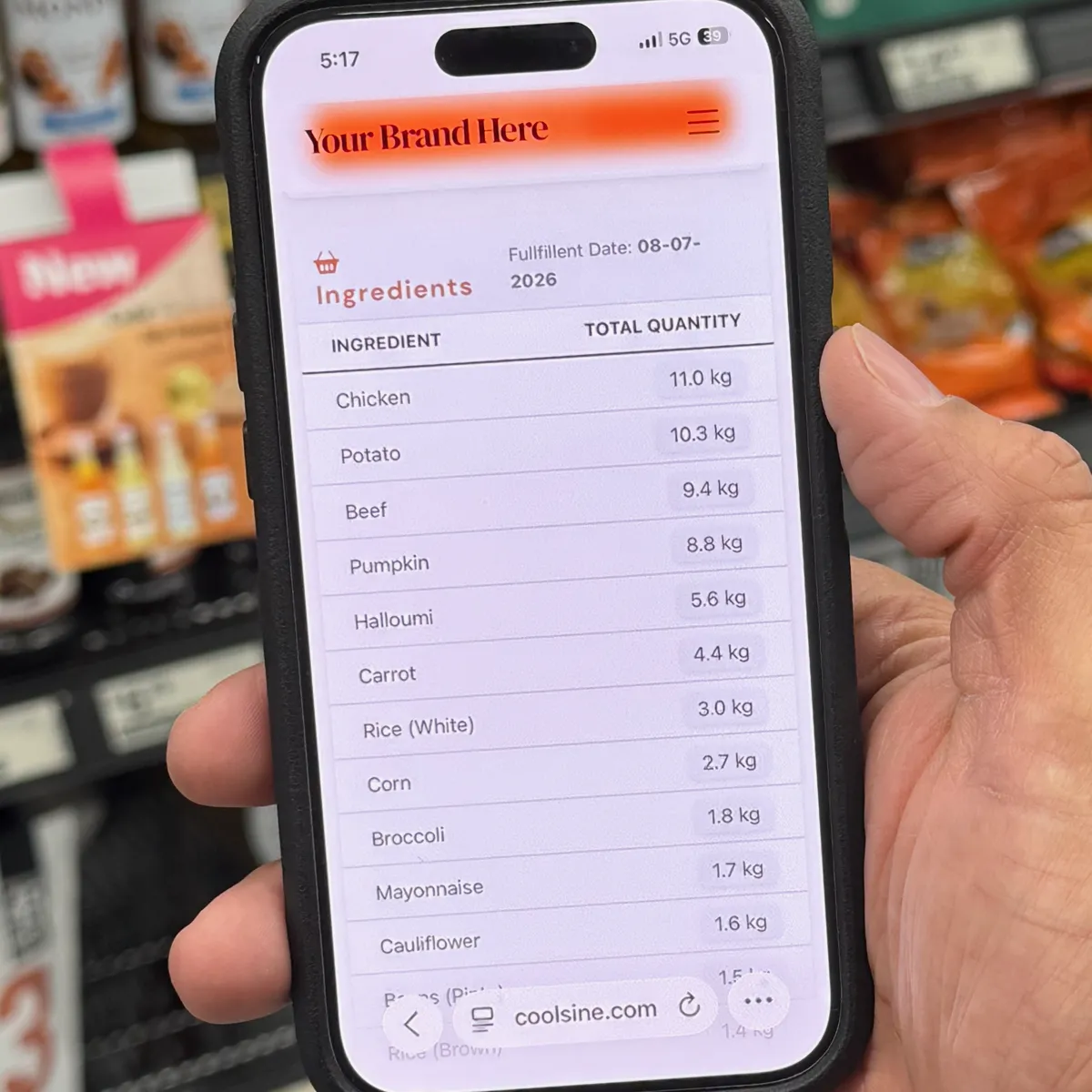 Automated shopping list calculator